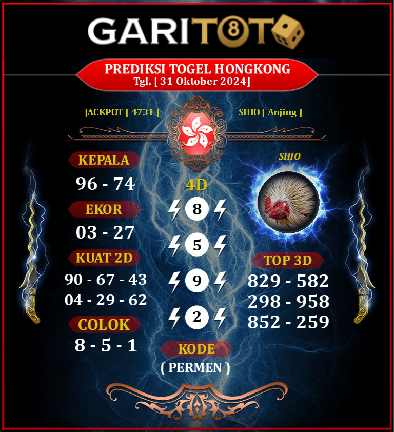 Prediksi GARITOTO Syair HK 31 Oktober 2024 dari RENGAT BARAT yang Terpercaya.