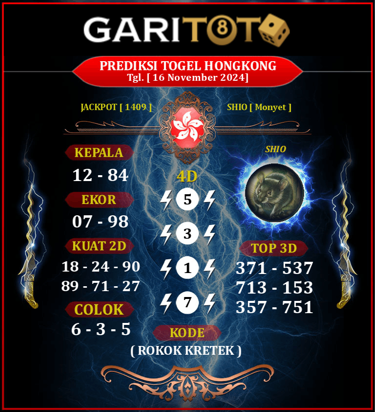 Prediksi GARITOTO Syair HK 16 November 2024 dari MERBAU yang Terpercaya.