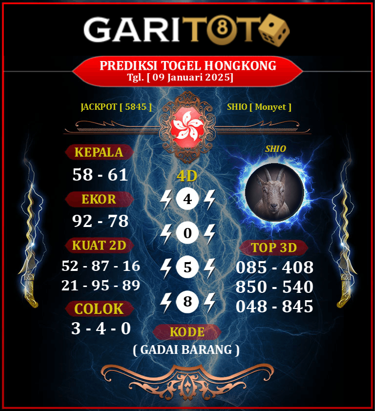 Prediksi GARITOTO Syair HK 09 JANUARI 2025 dari Sungai Mas yang Terpercaya.